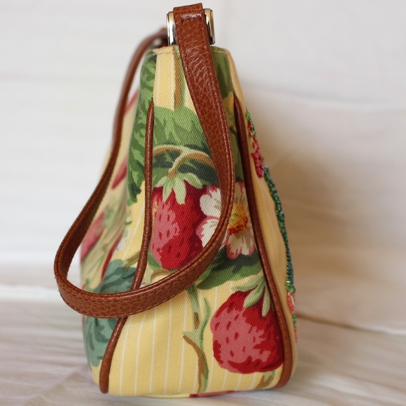 Isabella Fiore Beaded Strawberry Floral Handbag - Picture 3 of 8